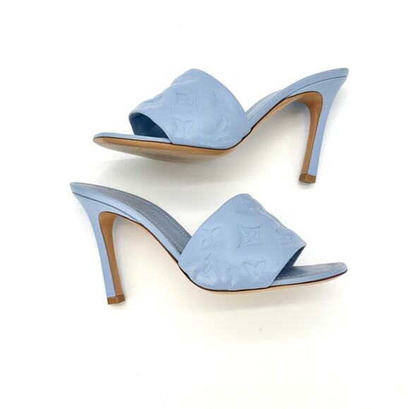 Louis Vuitton Revival Monogram Emboss Leather Slip On Mules Sandals 38 - Picture 5 of 9